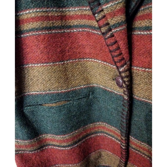 90s HUNT CLUB Wool Southwestern Blanket Jacket Green Red Oversized Riding M NWT - Picture 6 of 8